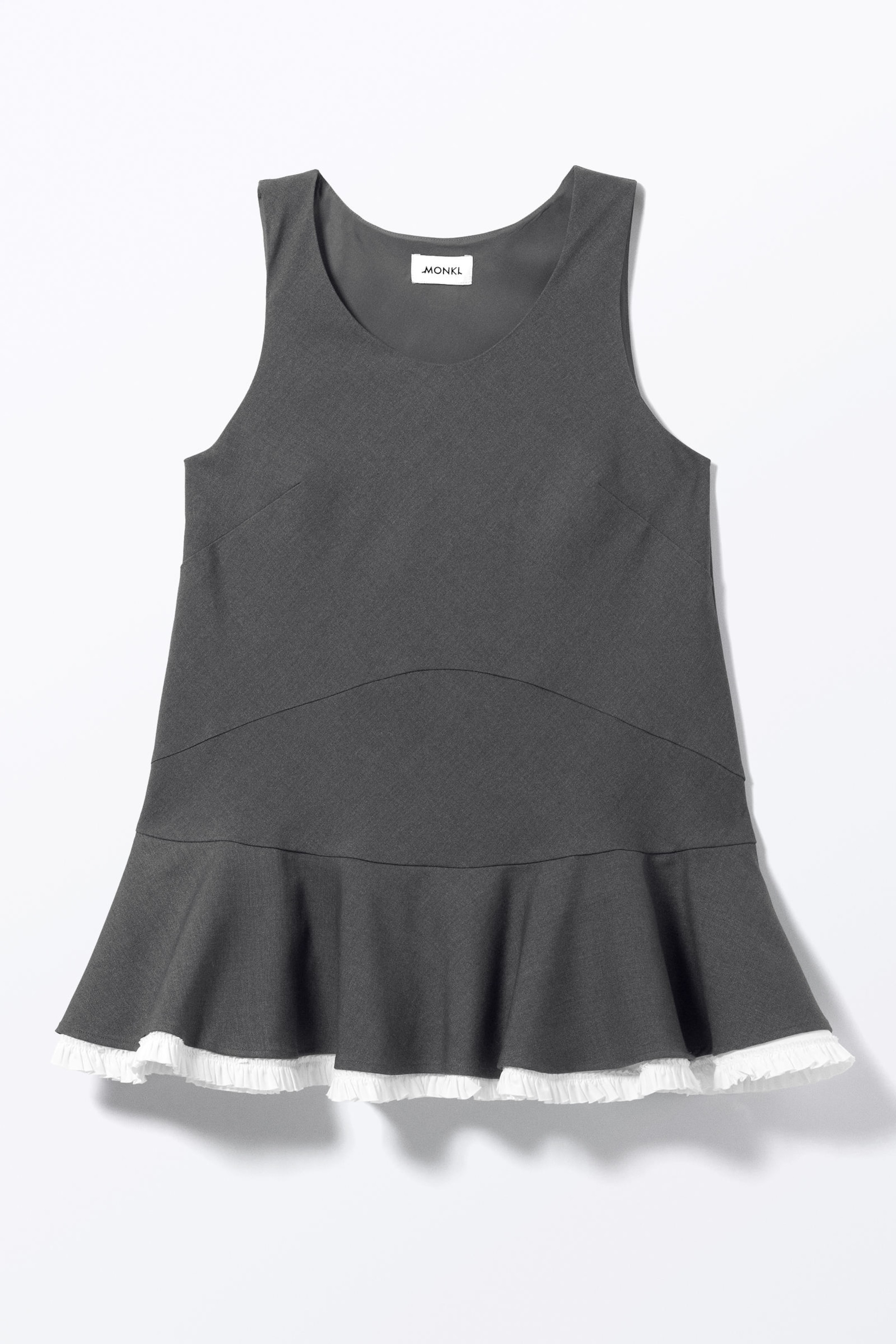 Dark Grey - Sleeveless Peplum Hem Mini Dress - 3