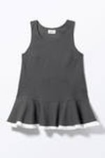 Dark Grey - Sleeveless Peplum Hem Mini Dress - 3