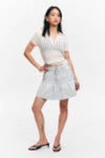 Fluid Blue - Light Blue - Pleated Mini Denim Skirt - 0