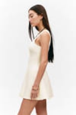 White - V-Neck Fit-and-Flare Tank Dress - 3