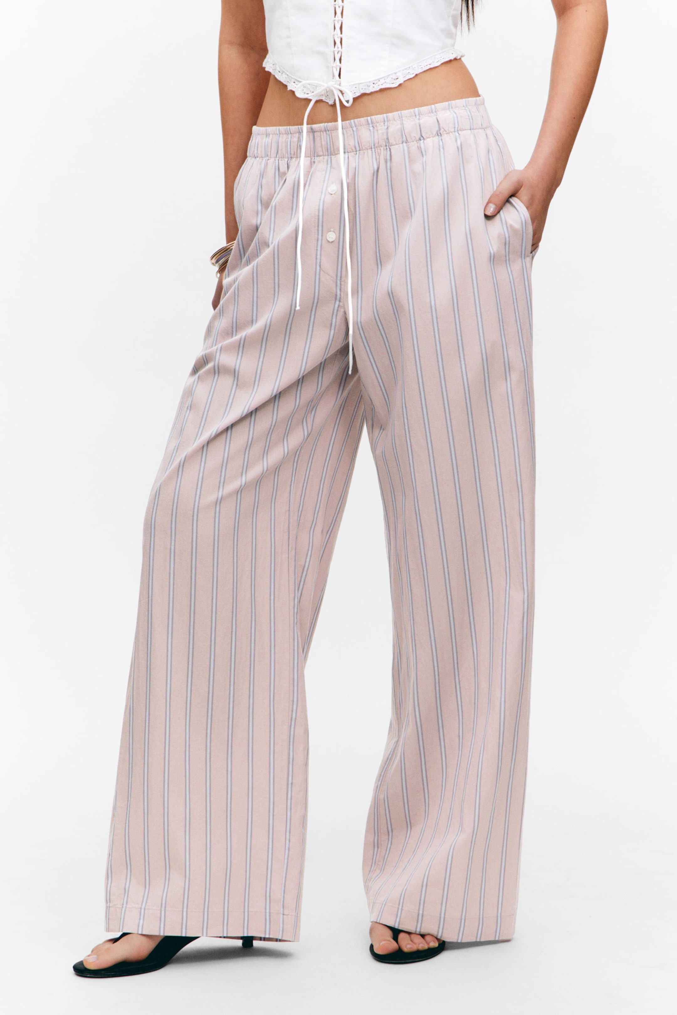 #C5B5B5 - Wide-Leg Cotton Twill Trousers - 2