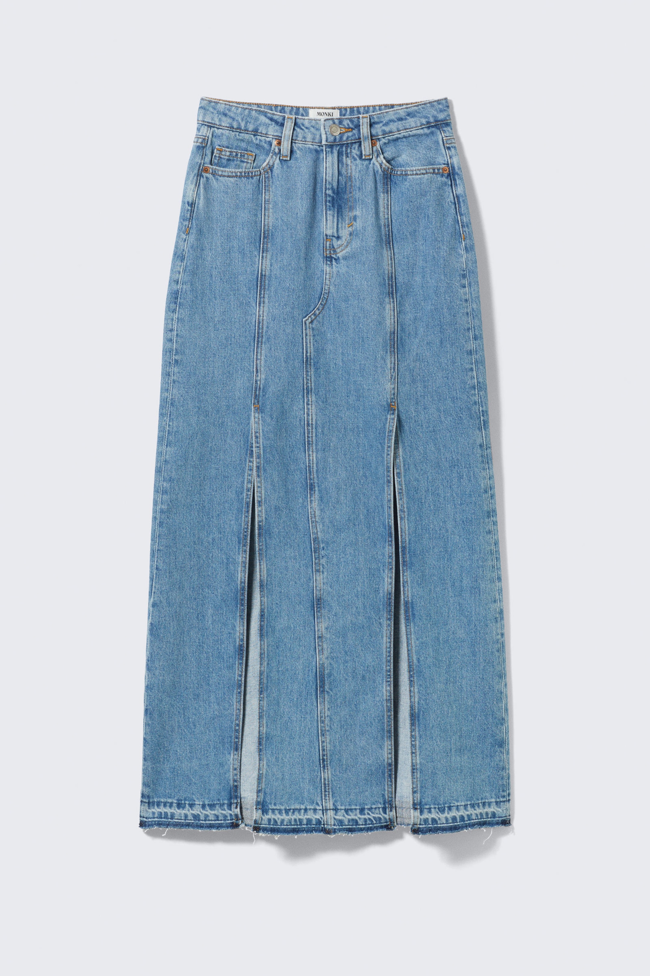 Fresh Blue - Medium Blue - Mid-Waist Split Denim Skirt - 4