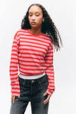Red & Pink Stripes - Boxy Sleeve T-Shirt - 1