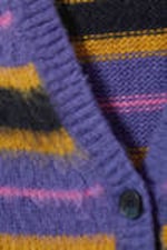 Purple Multi Stripe - Fluffy knit cardigan - 4