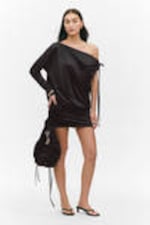 Black - Draped Jersey One-Sleeved Dress - 0