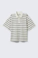 Striped Off-black & White - Striped Relaxed Fit Polo Shirt - 3