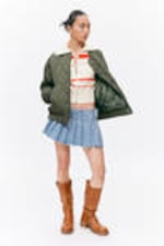 Dark Khaki - Floral - Loose Reversible Bomber Jacket - 0