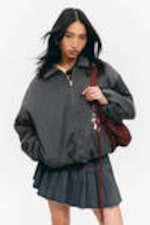 Striped Dark Grey - Padded Suiting Bomber Jacket - 1