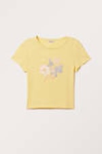 Yellow - silver mushrooms - Cropped t-shirt - 3