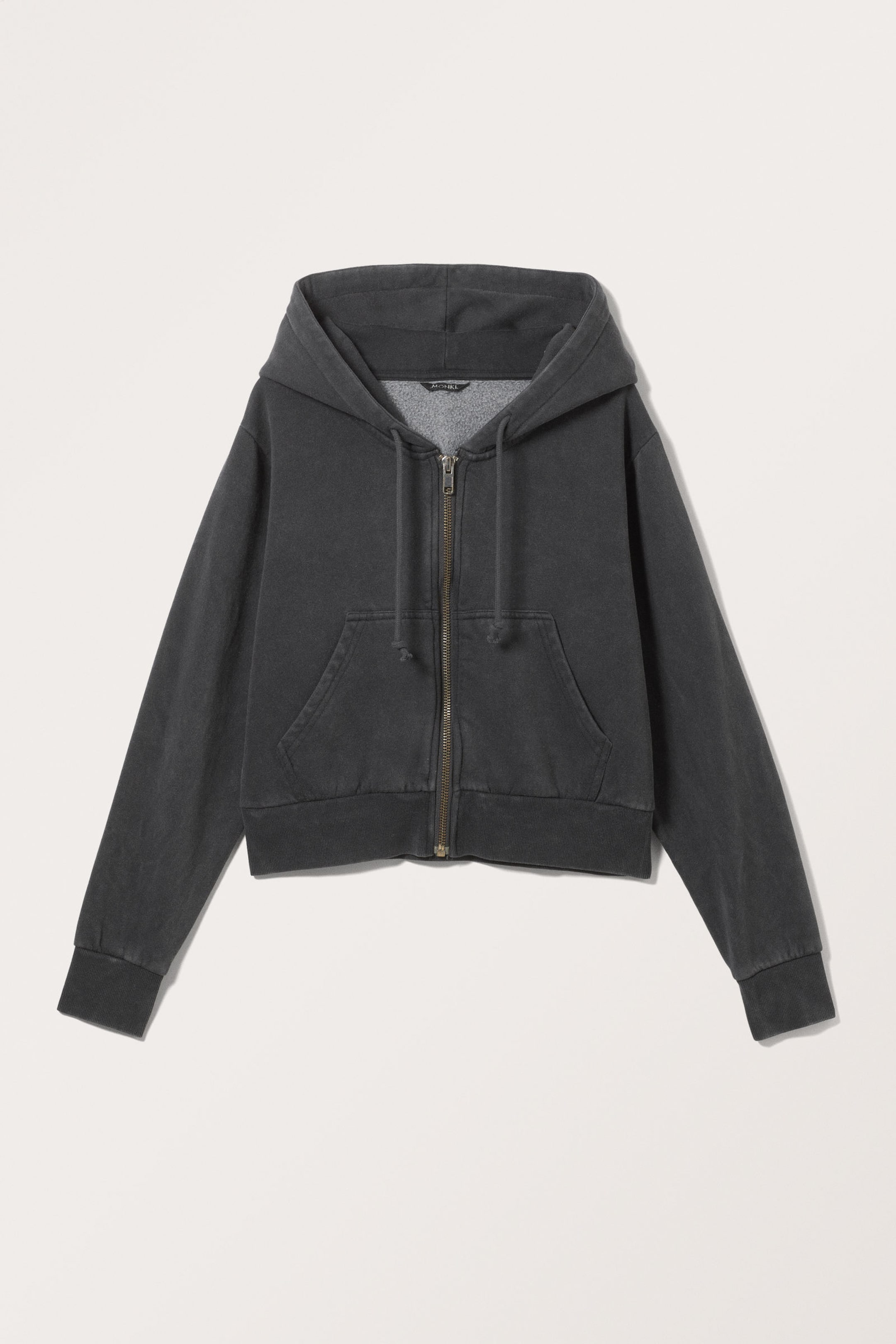Black - Cropped Zip Hoodie - 3