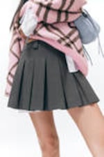 Dark Grey - Low Pleated Mini Skirt - 0