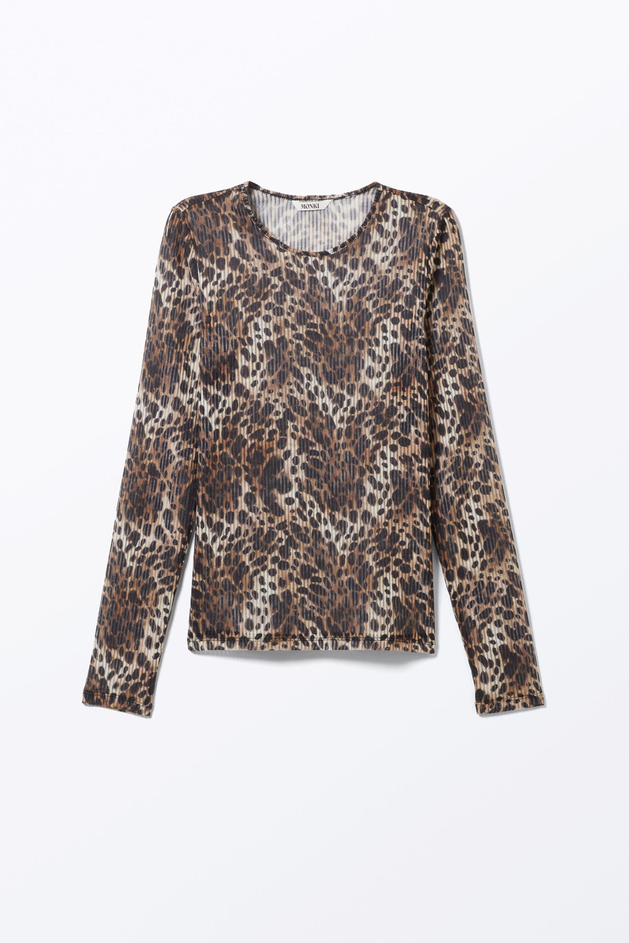 Leopard-print - Long-Sleeved Printed Mesh Top - 3