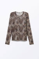 Leopard-print - Long-Sleeved Printed Mesh Top - 3