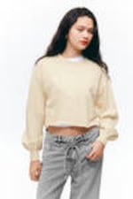 Light Beige - Cropped Long-Sleeved T-shirt - 0