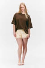 Dark Brown - Heavyweight Boxy Cotton T-Shirt - 1