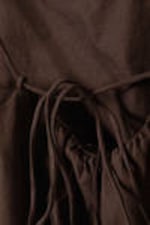 Dark Brown - Drawstring Poplin Strap Top - 6