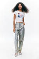 Dusty Grey - Dolphin Print - Cropped t-shirt - 0