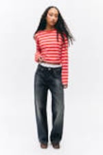 Red & Pink Stripes - Boxy Sleeve T-Shirt - 0