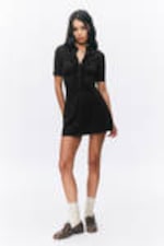 Black Black - Short-Sleeved Mini Shirt Dress - 0
