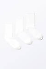 White - 3-pack Ribbed Socks - 0