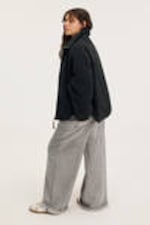 Black - Loose Fleece Zip Jacket - 2