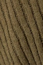 Dark Khaki Green - Knitted Wrap-shaped Asymmetric V-neck Sweater - 5