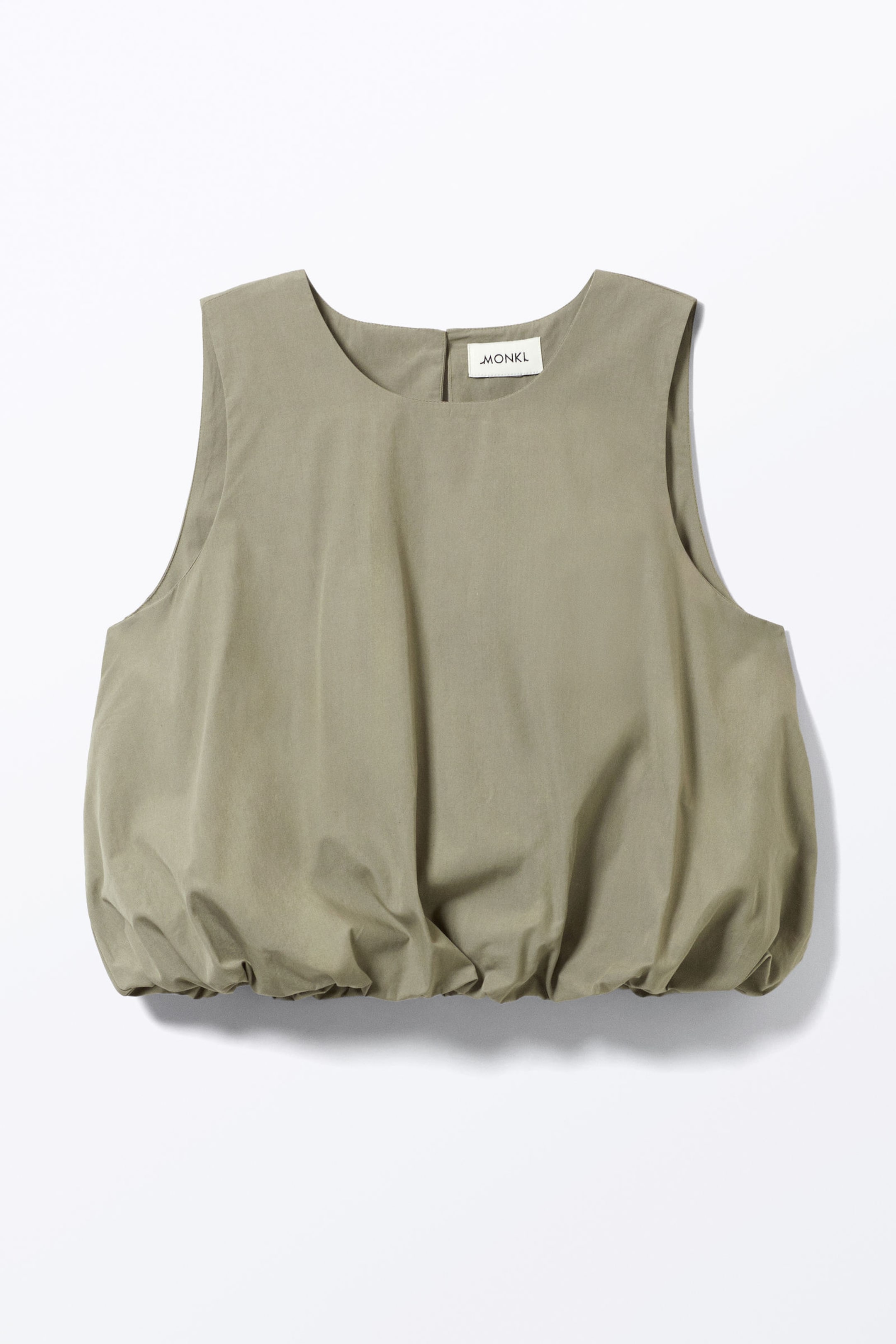 Khaki Green - Balloon Hem Sleeveless Poplin Top - 3
