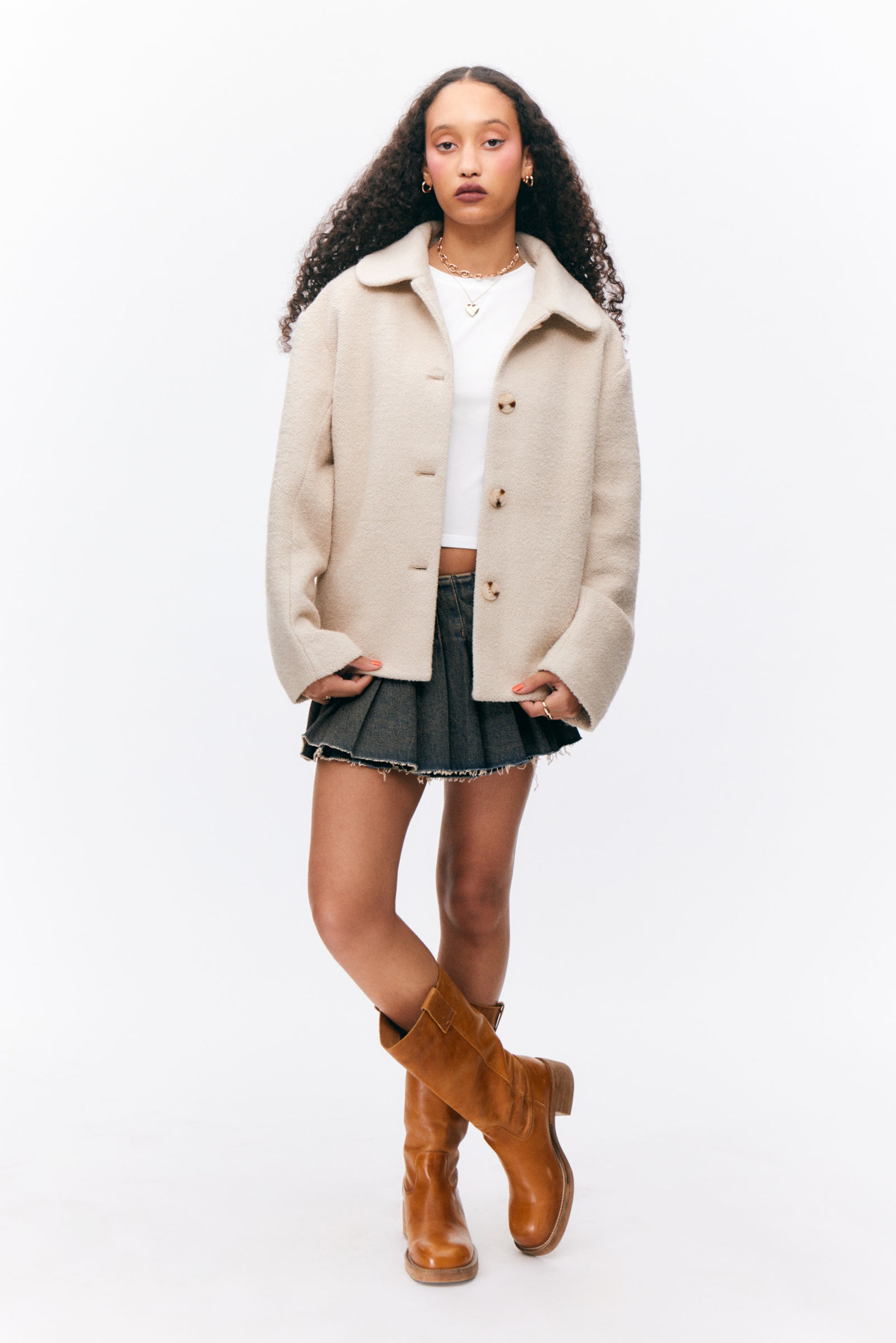Light Beige - Single-breasted Wool Blend Jacket - 2