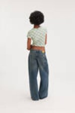 Yellow - Blue Check - Cropped t-shirt - 2