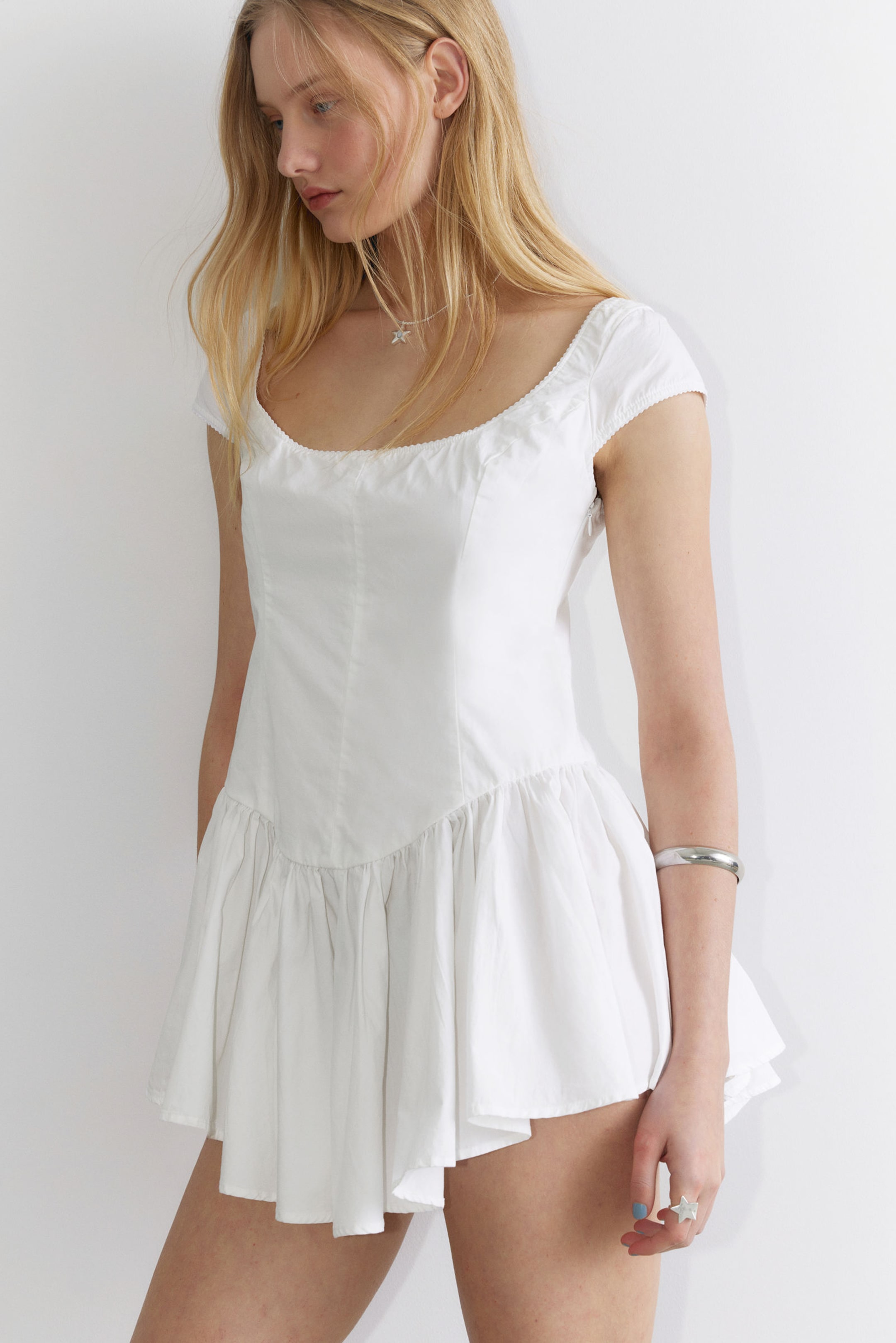 #FFFFFF - Fit and Flare Mini Dress - 1