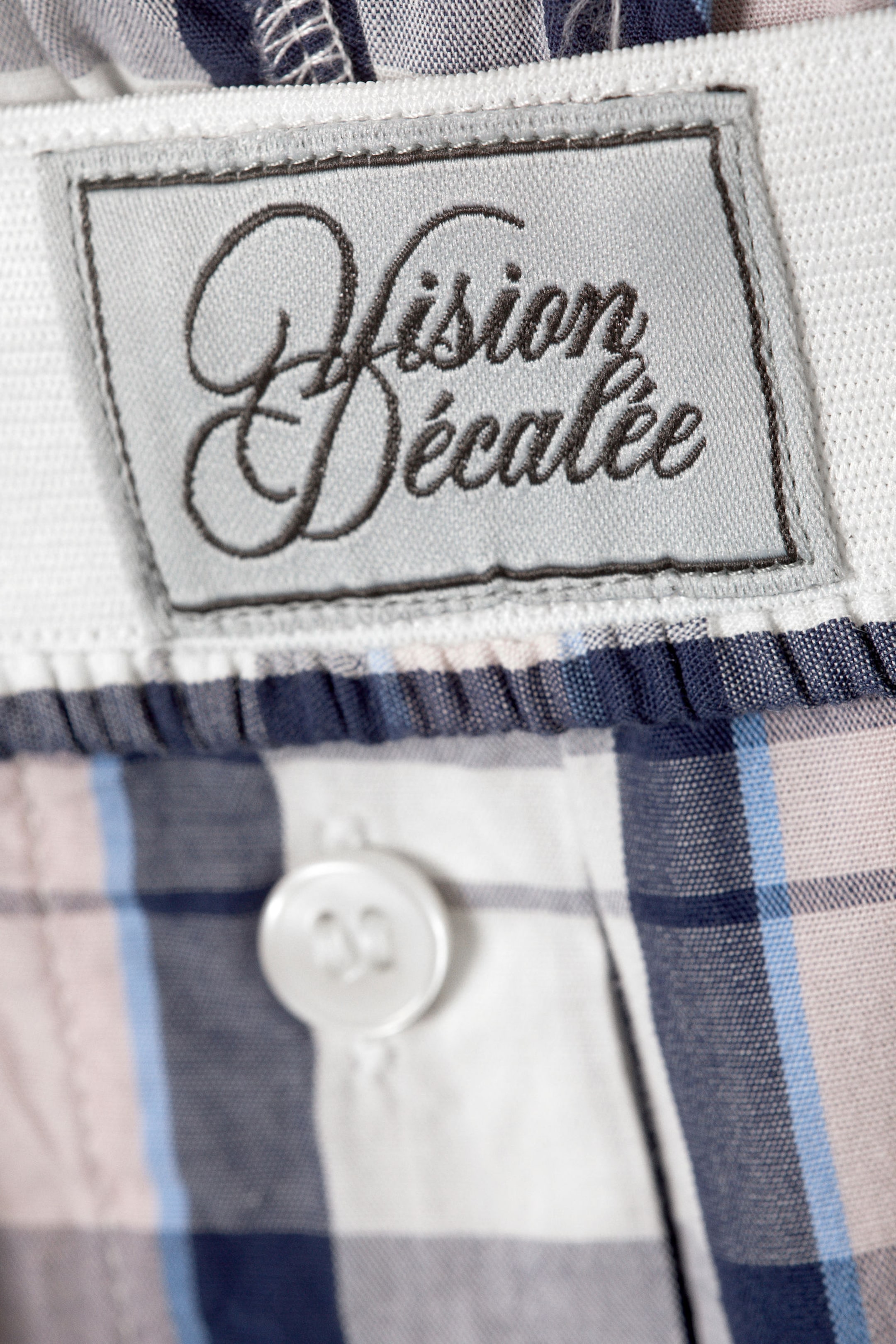White - Blue Check - Relaxed Cotton Boxer Shorts - 6