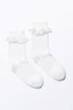 White - Frilled Lace Socks - 0