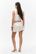 White - Short Low-Rise Satin Shorts - 3