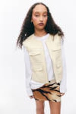 Light Dusty Beige - Detachable Sleeve Cotton Jacket - 2