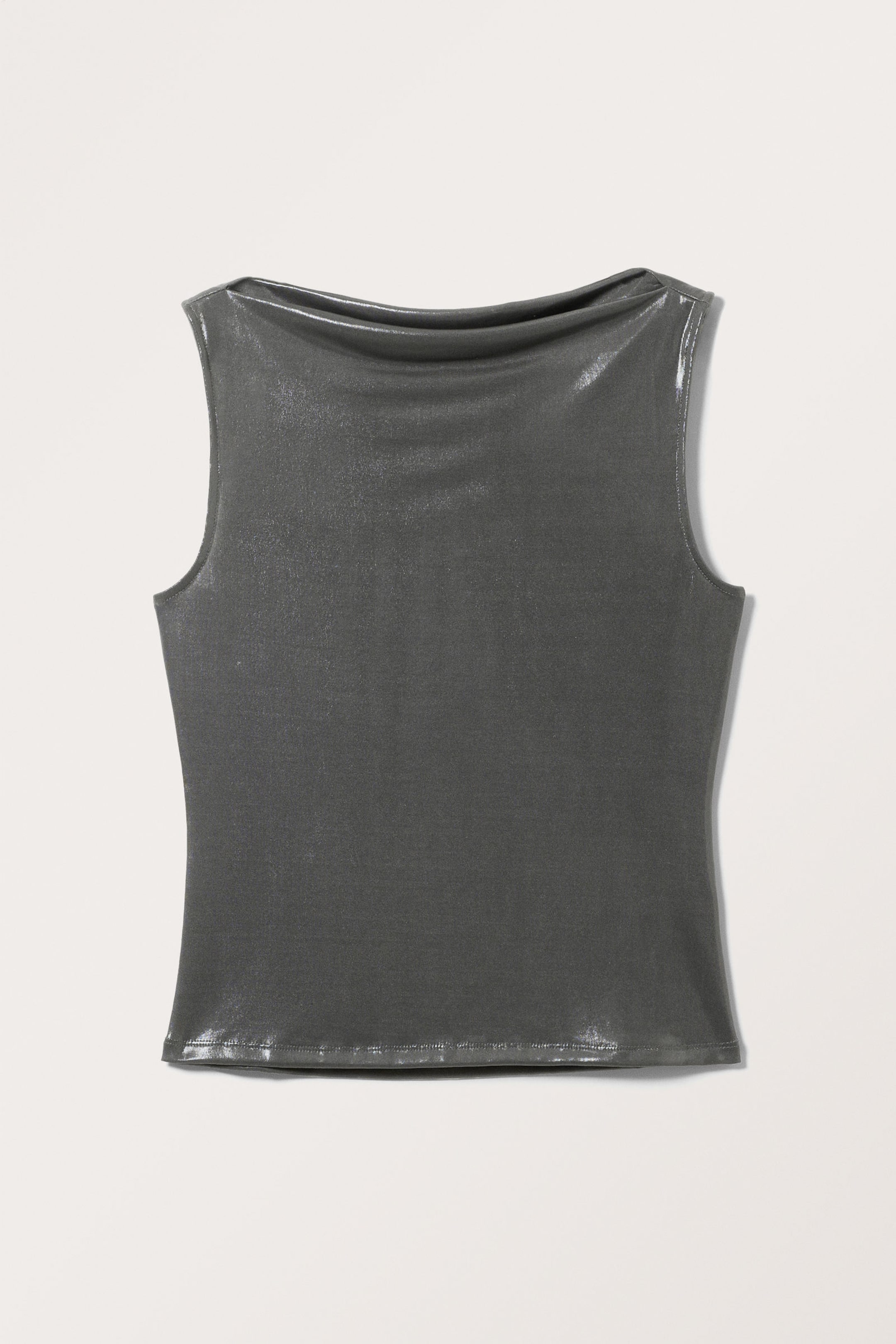 Shiny Grey - Super soft sleeveless boatneck top - 3