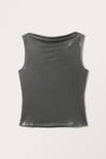 Shiny Grey - Super soft sleeveless boatneck top - 3
