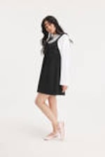 Black - Mini Pinafore Dress - 0