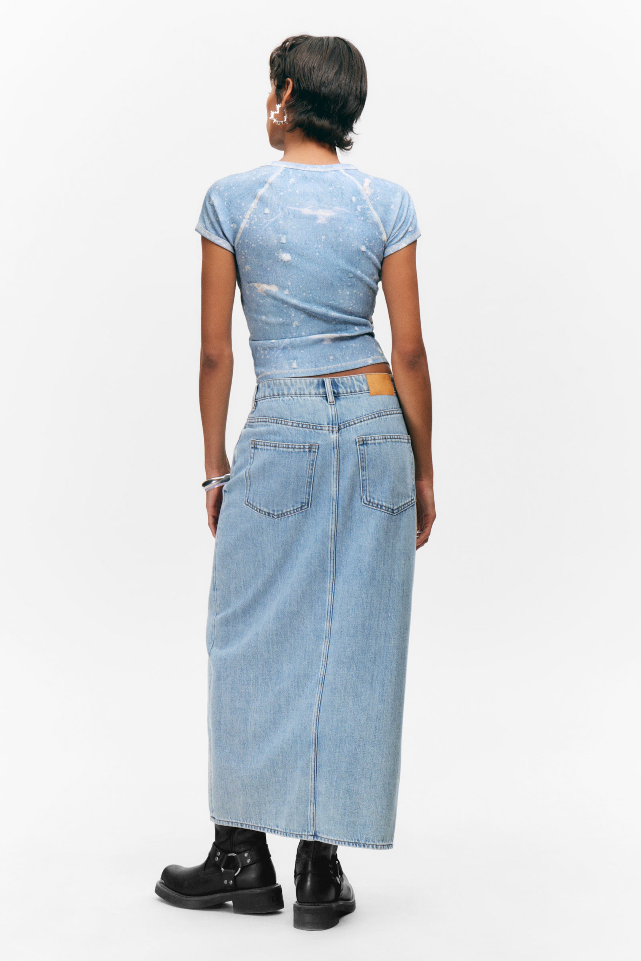 Fresh Blue - Light Blue - Midi denim skirt - 6