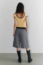 Checked Grey - Relaxed Low Waisted Pull-on Shorts - 2