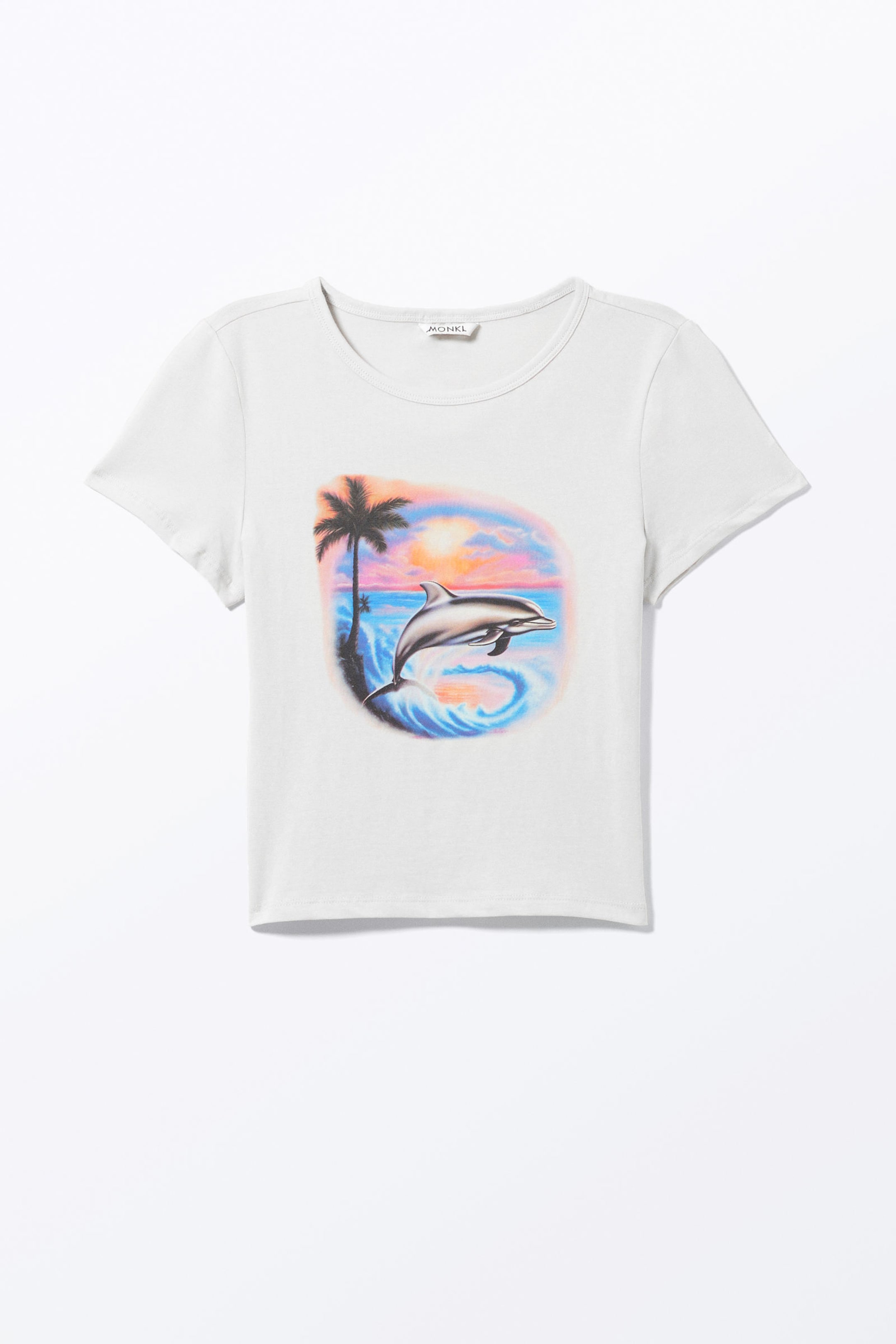 Dusty Grey - Dolphin Print - Cropped t-shirt - 3