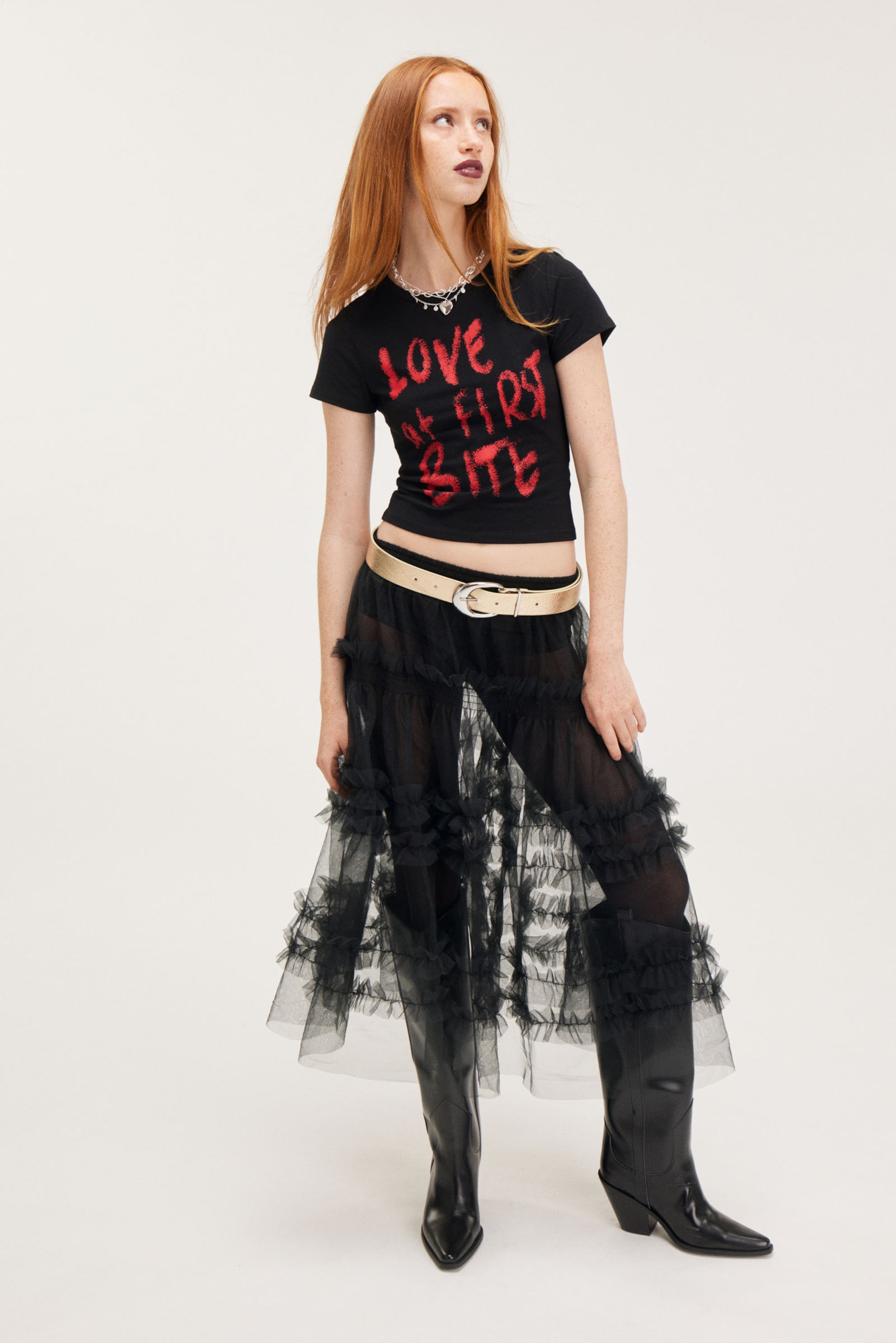 Black - Love At First Bite - Cropped t-shirt - 1