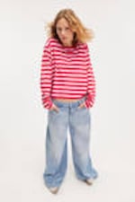 Red & Pink Stripes - Boxy Sleeve T-Shirt - 0