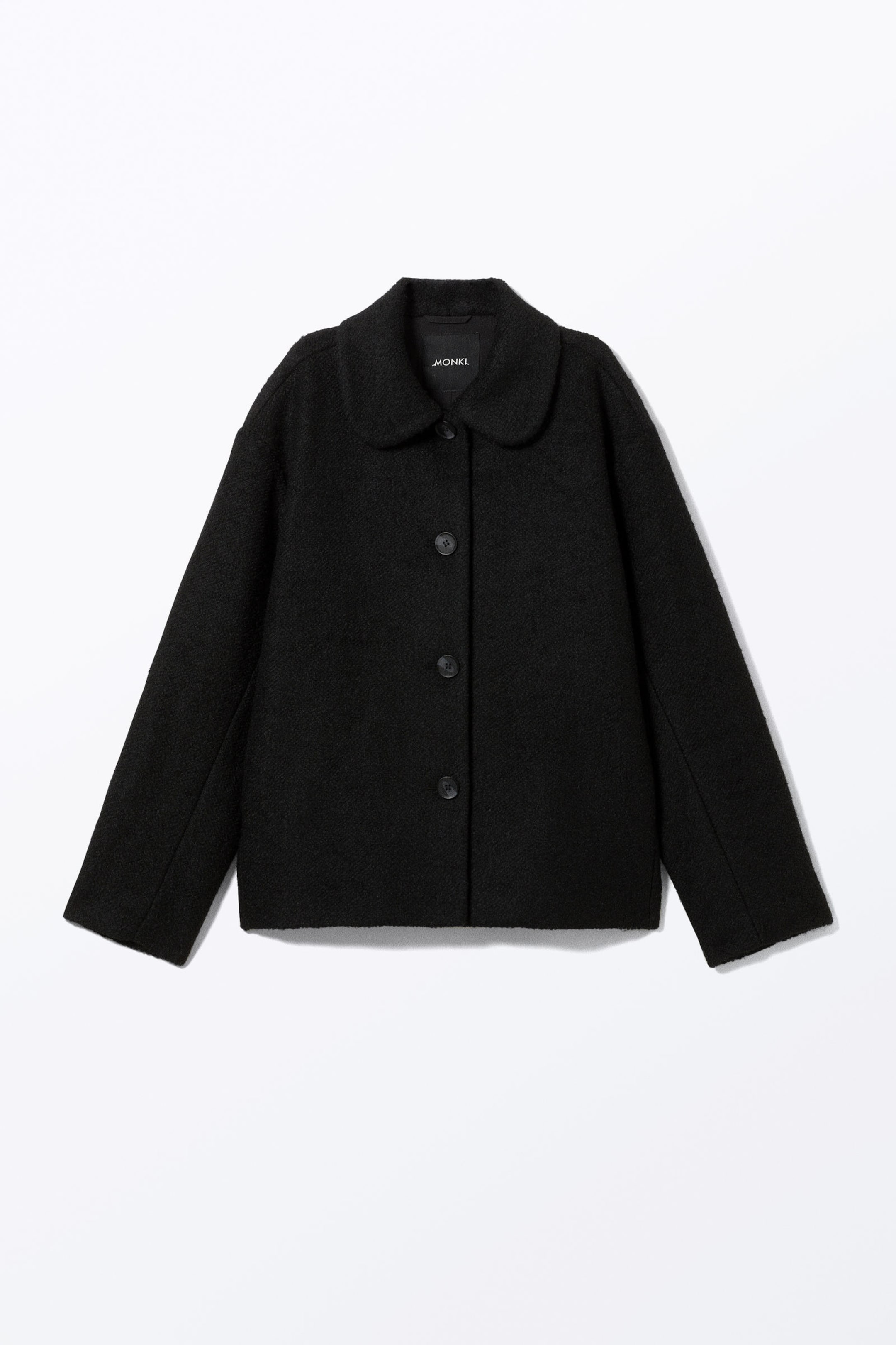 Black - Single-breasted Wool Blend Jacket - 4