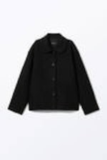 Black - Single-breasted Wool Blend Jacket - 4