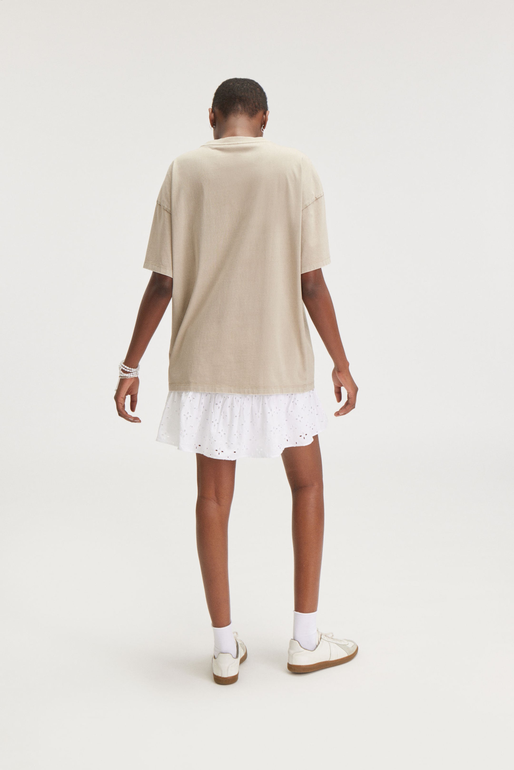 Washed Beige - Oversized Cotton T-shirt - 2