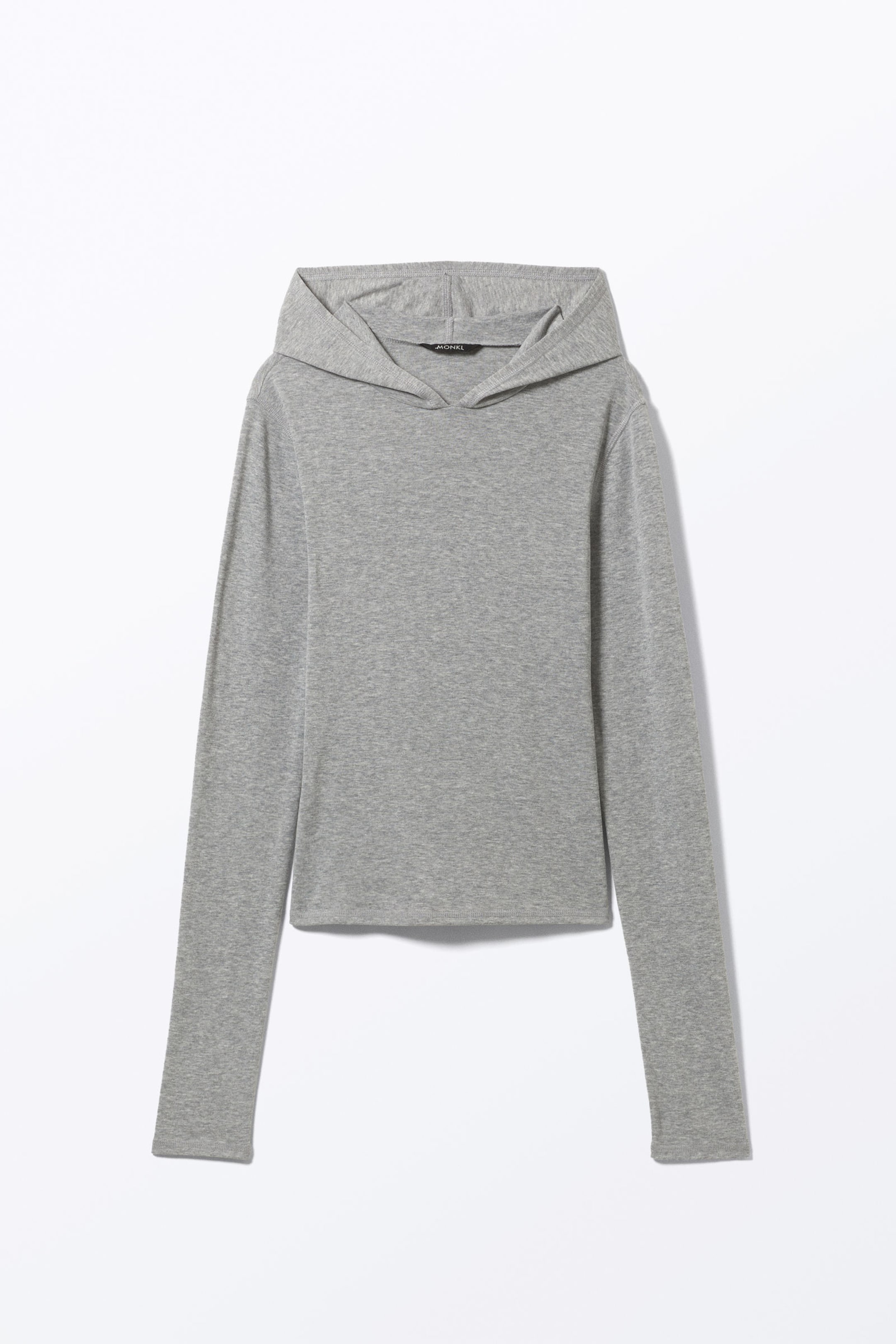 Grey Melange - Long-Sleeved Hooded Top - 3