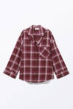 Dark Red Check - Soft Long-Sleeved Flannel Shirt - 3