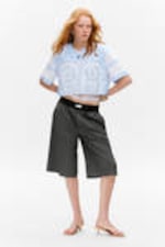 Dark Grey Melange - Relaxed Low Waisted Pull-on Shorts - 0