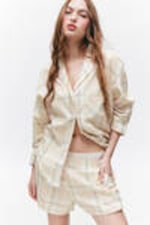 Light Beige Check - Soft Long-Sleeved Flannel Shirt - 1