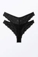 Black - 2-pack Lacey Lace Brazilian Briefs - 0